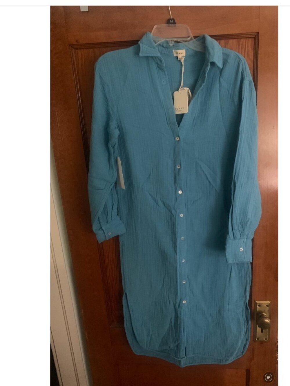 NWT DONNI. Bubble Gauze Shirt Dress XS